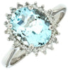 2.36CT DIAMOND & AAA AQUAMARINE 14KT WHITE GOLD OVAL HALO FLOWER ENGAGEMENT RING
