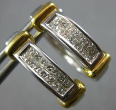 .50CT DIAMOND 14KT 2 TONE GOLD PRINCESS INVISIBLE OVAL LEVERBACK EARRINGS #27719