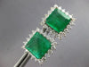EXTRA LARGE 19.75CT DIAMOND & AAA EMERALD 14KT WHITE GOLD SQUARE HALO EARRINGS