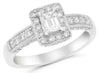 1.06CT DIAMOND 18KT WHITE GOLD EMERALD CUT & ROUND RECTANGULAR ENGAGEMENT RING