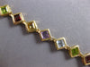 12.6CT AAA MULTI GEM 14KT YELLOW GOLD 3D PRINCESS GEOMETRICAL TENNIS BRACELET