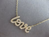 ESTATE .30CT DIAMOND 14KT YELLOW GOLD 3D CLASSIC ROUND SCRIPT LOVE NECKLACE