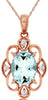 1.14CT DIAMOND & AAA AQUAMARINE 14KT ROSE GOLD OVAL & ROUND FUN FLOATING PENDANT