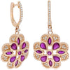 2.25CT DIAMOND & AAA RUBY 14KT ROSE GOLD PEAR SHAPE & ROUND FUN HANGING EARRINGS