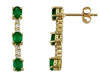 1.22CT DIAMOND & AAA EMERALD 14KT YELLOW GOLD 3D OVAL & ROUND HANGING EARRINGS