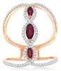 LARGE .85CT DIAMOND & AAA RUBY 14KT ROSE GOLD 3D MARQUISE & ROUND INFINITY RING