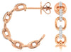 ESTATE .10CT DIAMOND 14KT ROSE GOLD 3D SEMI HOOP LINK FUN HANGING EARRINGS