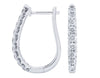 1.0CT DIAMOND 14K WHITE GOLD CLASSIC OVAL LEVERBACK HUGGIE HOOP HANGING EARRINGS
