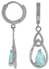 1.77CT DIAMOND & AAA BLUE TOPAZ 14KT WHITE GOLD 3D PEAR SHAPE & ROUND EARRINGS