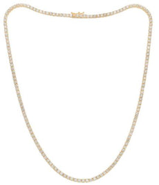 10.0CT DIAMOND 14KT YELLOW GOLD 3D ROUND CLASSIC 4 PRONG ETERNITY LOVE NECKLACE