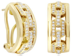 WIDE .47CT DIAMOND 14KT YELLOW GOLD OCTAGON BY THE YARD CLIP ON HANGING EARRINGS