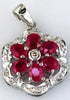 1.64CT DIAMOND & AAA RUBY 14KT WHITE GOLD OVAL & ROUND FLOWER FLOATING PENDANT