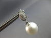 ESTATE .22CT DIAMOND & AAA SOUTH SEA PEARL 18K WHITE GOLD LEAF HANGING EARRINGS