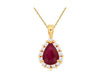 1.42CT DIAMOND & AAA RUBY 14K YELLOW GOLD 3D PEAR SHAPE & ROUND FLOATING PENDANT