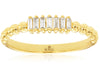 ESTATE .10CT DIAMOND 14KT YELLOW GOLD 3D BAGUETTE 7 STONE BEADED LOVE RING