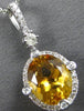 2.47CT DIAMOND & AAA CITRINE 14K WHITE GOLD OVAL & ROUND FLOWER FLOATING PENDANT