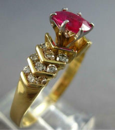 1.06CT DIAMOND & AAA RUBY 14KT YELLOW GOLD OVAL & ROUND ENGAGEMENT RING #27639