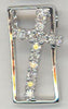 ESTATE .21CT DIAMOND 14KT WHITE GOLD 3D SIDEWAY CROSS SQUARE FLOATING PENDANT