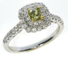 .90CT WHITE & FANCY YELLOW DIAMOND 18KT 2 TONE GOLD DOUBLE HALO ENGAGEMENT RING