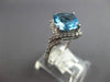 3.6CT DIAMOND & AAA BLUE TOPAZ 14KT WHITE GOLD 3D FILIGREE HALO ENGAGEMENT RING
