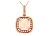 .98CT DIAMOND & AAA OPAL 14KT ROSE GOLD CUSHION & ROUND SQUARE FLOATING PENDANT