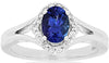 0.99CT DIAMOND & AAA TANZANITE 14KT WHITE GOLD OVAL & ROUND HALO ENGAGEMENT RING