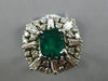 ANTIQUE LARGE 4.43CT DIAMOND & EMERALD 14KT WHTIE GOLD 3D SQUARE ENGAGEMENT RING
