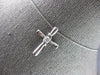 ESTATE .08CT DIAMOND 14KT WHITE GOLD 3D CLASSIC SOLITAIRE CROSS FLOATING PENDANT