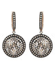 2.72CT WHITE & MOCHA DIAMOND 18KT ROSE GOLD 3D CLUSTER CIRCULAR HANGING EARRINGS