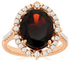 ESTATE 5.83CT DIAMOND & AAA GARNET 14K ROSE GOLD 3D OVAL & ROUND FLOWER FUN RING