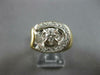 WIDE .85CT DIAMOND 14K 2 TONE GOLD LUCKY SIDEWAYS HORSESHOE SOLITAIRE MENS RING