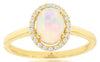 .92CT DIAMOND & AAA OPAL 14KT YELLOW GOLD 3D OVAL & ROUND CLASSIC HALO FUN RING