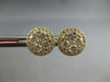 ESTATE .92CT DIAMOND 14K YELLOW GOLD 3D CLASSIC ROUND CLUSTER HALO STUD EARRINGS