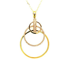 .53CT DIAMOND 18KT YELLOW GOLD 3D MULTI CIRCULAR DOUBLE BAR FLOATING PENDANT