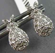 .25CT DIAMOND 14KT WHITE GOLD 3D CLASSIC CLUSTER TEAR DROP FLOWER STUD EARRINGS