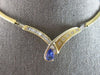 2.44CT DIAMOND & AAA TANZANITE 14K 2 TONE GOLD CRISS CROSS V SHAPE LOVE NECKLACE