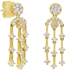 .73CT DIAMOND 14KT YELLOW GOLD HORSESHOE BY THE YARD CHANDELIER HANGING EARRINGS