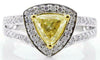 1.35CT WHITE & CANARY DIAMOND 18KT 2 TONE GOLD 3D TRILLION HALO ENGAGEMENT RING