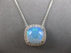 2.62CT DIAMOND & AAA AUSTRALIAN OPAL 14K WHITE GOLD CUSHION & ROUND HALO PENDANT
