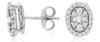 ESTATE .36CT DIAMOND 14KT WHITE GOLD ROUND & BAGUETTE CLUSTER OVAL STUD EARRINGS