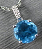 ESTATE 1.01CT DIAMOND & AAA BLUE TOPAZ 14K WHITE GOLD SOLITAIRE FLOATING PENDANT