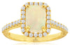 ESTATE 1.35CT DIAMOND & AAA OPAL 14KT YELLOW GOLD 3D HALO FRIENDSHIP LOVE RING