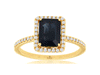 2.05CT DIAMOND & AAA SAPPHIRE 14KT YELLOW GOLD EMERALD CUT HALO ENGAGEMENT RING