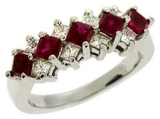 1.90CT DIAMOND & AAA RUBY 14KT WHITE GOLD 3D PRINCESS CLASSIC PYRAMID FUN RING