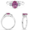 1.61CT DIAMOND & AAA PINK SAPPHIRE PLATINUM OVAL 3 STONE CLASSIC ENGAGEMENT RING