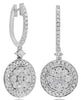 1.85CT DIAMOND 18K WHITE GOLD 3D CLUSTER FLOWER BEZEL HUGGIE HANGING EARRINGS