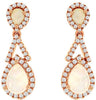 1.39CT DIAMOND & AAA OPAL 14KT ROSE GOLD PEAR SHAPE TEAR DROP HANGING EARRINGS