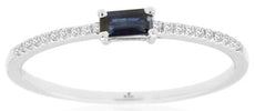 .23CT DIAMOND & AAA SAPPHIRE 14KT WHITE GOLD EMERALD CUT & ROUND FRIENDSHIP RING
