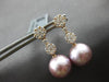 .79CT DIAMOND & AAA PINK SOUTH SEA PEARL 18KT ROSE GOLD FLOWER HANGING EARRINGS