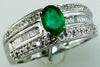 1.13CT DIAMOND & AAA EMERALD 14KT WHITE GOLD 3D ROUND & BAGUETTE FRIENDSHIP RING
